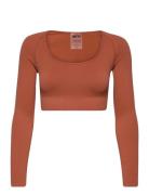 Luxe Seamless Crop Long Sleeve Sport Crop Tops Long-sleeved Crop Tops Red Aim´n