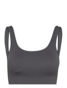 Shadow Grey Ribbed Seamless Bra Lingerie Bras & Tops Sports Bras - All Grey Aim´n