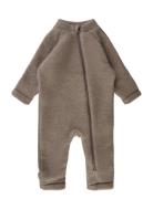 Wool Baby Suit Outerwear Fleece Outerwear Fleece Coveralls Beige Mikk-line