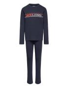 Jacjaxon Ls Tee And Pants Set Jnr Sets Sets With Long-sleeved T-shirt Navy Jack & J S