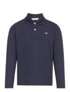 Shield Ls Pique Tops T-shirts Polo Shirts Long-sleeved Polo Shirts Navy GANT