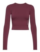 Onproob Ls Crop Seam Top Sport Crop Tops Long-sleeved Crop Tops Burgundy Only Play