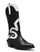 Mount Texas Black White Leather Boots Shoes Boots Cowboy Boots Black ALOHAS