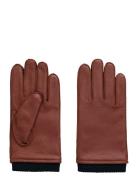 Cashmere Lined Leather Gloves Accessories Gloves Finger Gloves Brown GANT