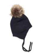 Hat W. Detachable Fake Fur Accessories Headwear Hats Winter Hats Navy Minymo