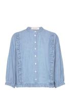 Pd-Francesca Denim Frill Shirt Tops Shirts Denim Shirts Blue Pieszak