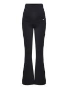 Ribbed Seamless Flare Maternity Tights Sport Running-training Tights Black Aim´n