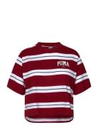 Puma Squad Striped Tee Sport Women Sport Clothing Sports Tops & T-shirts Sport T-Skjorte Burgundy PUMA