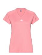 Aeroready Train Essentials Minimal Branding V-Neck T-Shirt Sport Women Sport Clothing Sports Tops & T-shirts Sport T-Skjorte Pink Adidas Performance