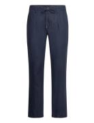 Bs Louis Slim Fit Chinos Bottoms Trousers Linen Trousers Navy Bruun & Stengade