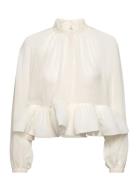 Alva Frill Detailed Cropped Blouse Designers Blouses Long-sleeved Cream Malina