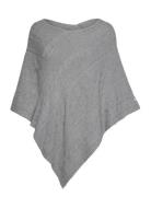 Crdela Knit Poncho Tops Knitwear Ponchos Grey Cream