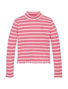 Mock Neck Rib Top Ls Tops T-shirts Turtleneck Pink Tommy Hilfiger