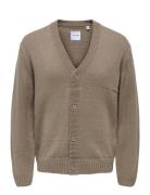 Onsanthony Reg 5 Button Card Knit Tops Knitwear Cardigans Beige ONLY & SONS