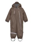 Pu Snow Suit 2 Zip Recycled Outerwear Coveralls Rainwear Coveralls Brown Mikk-line