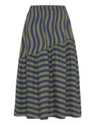 Multicolour Waves Printed Flared Skirt Skirts Knee-length & Midi Skirts Green Bobo Choses