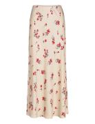 Floramour Ennis Satin Long Skt Skirts Knee-length & Midi Skirts Cream French Connection