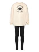 Converse Crewneck And Leggings Set Sets Sets With Long-sleeved T-shirt Beige Converse