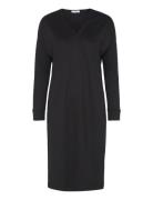 Viscose-Blend Long Sleeve Midi Dress, Daheva Knælang Kjole Black Ivo Nikkolo