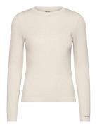 Ribbed Wool Long Sleeve Tops Knitwear Jumpers Beige Aim´n