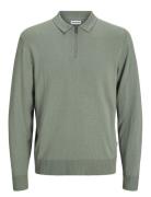 Jjeemil Knit Polo Half Zip Ls Noos Tops Knitwear Half Zip Jumpers Green Jack & J S