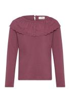 Tnmyriel Hollie L_S Tee Tops T-shirts Long-sleeved T-Skjorte Burgundy The New