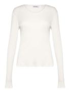 Sheer Rib Long Sleeve Top Tops T-shirts & Tops Long-sleeved White Weekday