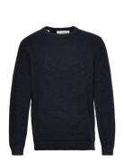 Slhvince Ls Knit Bubble Crew Neck Noos Tops Knitwear Round Necks Navy Selected Homme