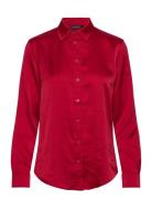 Classic Fit Satin Charmeuse Shirt Designers Shirts Long-sleeved Red Lauren Ralph Lauren