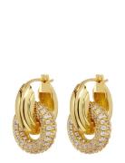 The Pave Interlock Hoops-Gold Accessories Jewellery Earrings Hoops Gold LUV AJ