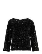 Vifaith Boat Neck L/S Sequin Top/Vol Tops Blouses Long-sleeved Black Vila