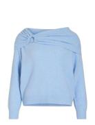 Vikenya L/S Off Shoulder Knit Top/Ka Tops T-shirts & Tops Long-sleeved Blue Vila