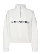 Varsity Sweat Half Zip Sport Sweatshirts & Hoodies Sweatshirts White Aim´n