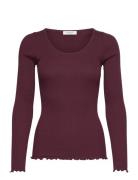 Baybay Long Sleeve Tee Tops T-shirts & Tops Long-sleeved Burgundy Rosemunde