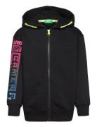 Jacket W/Hood L/S Tops Sweatshirts & Hoodies Hoodies Black United Colors Of Benetton