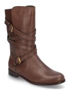 Burnished Calf-Briannah-Bo-Mbo Shoes Boots Ankle Boots Ankle Boots Flat Heel Brown Lauren Ralph Lauren