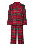 Lrl L/S Notch Collar Long Pant Pj Set Pyjamas Nattøj Red Lauren Ralph Lauren Homewear