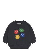 Cool Cats Application Sweatshirt Tops Sweatshirts & Hoodies Sweatshirts Black Mini Rodini