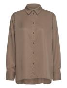 Daily Shirt Dusty Olive Lyocell Tops Shirts Long-sleeved Brown A Part Of The Art