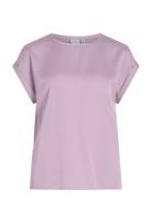 Viellette S/S Satin Top - Noos Tops T-shirts & Tops Short-sleeved Pink Vila