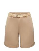 Shorts With Braided Raffia Belt Bottoms Shorts Chino Shorts Brown Esprit Casual