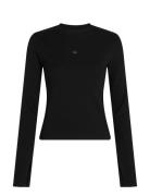 Woven Label Rib Ls Top Tops Shirts Long-sleeved Black Calvin Klein Jeans