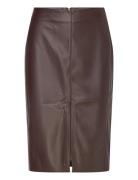 Leather-Effect Pencil Skirt Skirts Knee-length & Midi Skirts Brown Mango