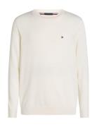 Essential Ssnl Cotton Crew Neck Tops Knitwear Round Necks White Tommy Hilfiger