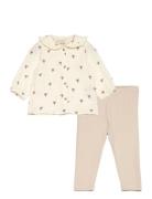 Set Blouse And Leggings Sets Sets With Long-sleeved T-shirt Cream Lindex