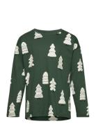 Top Ls Happy Tree Aop Tops T-shirts Long-sleeved T-Skjorte Green Lindex