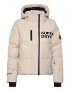 Hooded Ski Boxy Puffer Jacket Sport Women Sport Clothing Sport Outerwear Sport Jackets Sport Padded Jackets Beige Superdry Sport