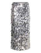 Zandrea Sequin Ankle Skirt Skirts Knee-length & Midi Skirts Silver Bubbleroom