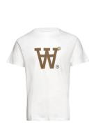 Wwace Big Logo & Badge T-Shirt Tops T-Kortærmet Skjorte White Double A By Wood Wood