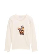 Photo Printed Longsleeve Tops T-shirts Long-sleeved T-Skjorte Cream Tom Tailor